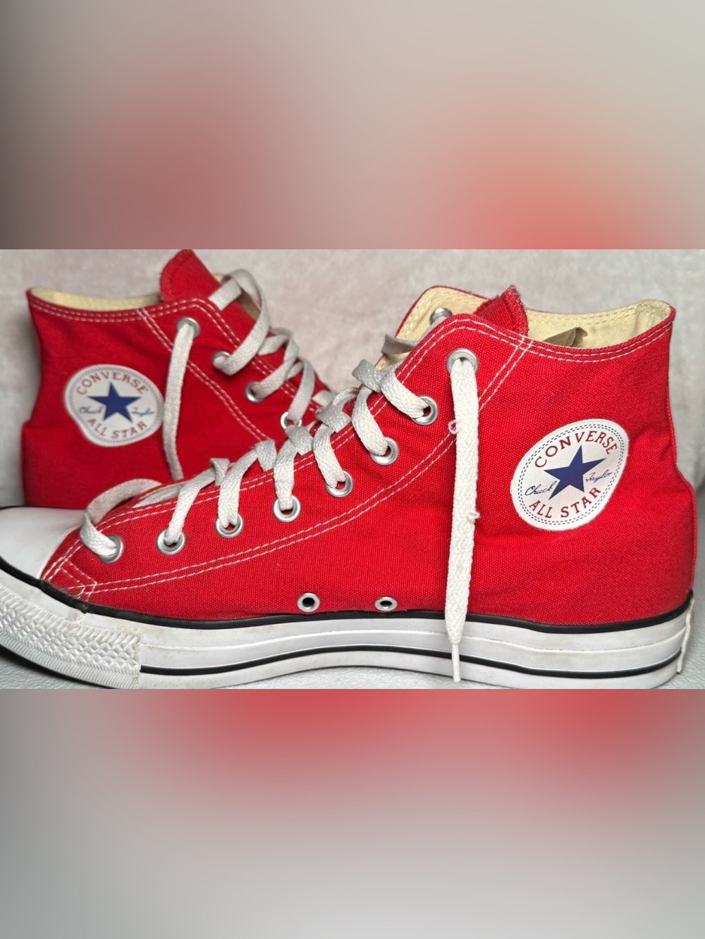 Converse Chuck Taylor All Star High Top Red Canvas Sneakers Mens 12 Womens 14